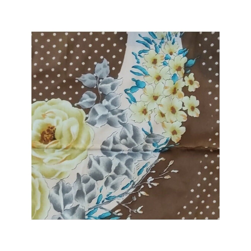 Christian Dior vintage silk floral "C" polka dot scarf large 33" EUC - Picture 7 of 10